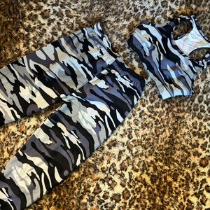 Camouflage Crop Top and Leggings Set